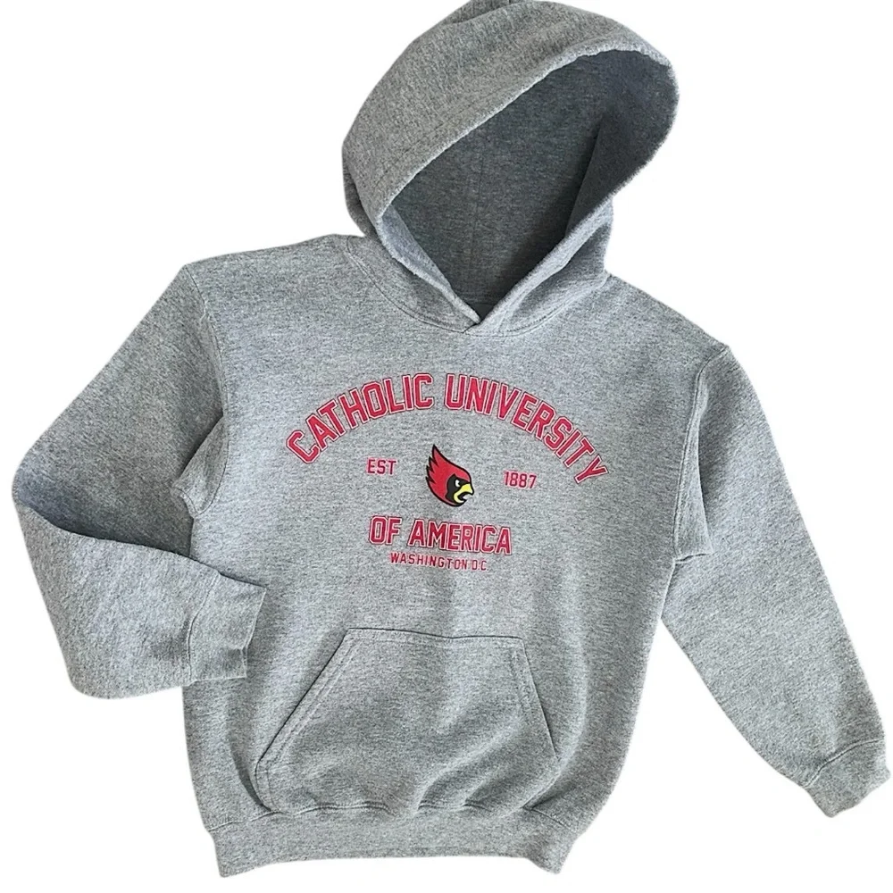Catholic University Youth Graphic Hoodie Sweatshirt Size Small Gray